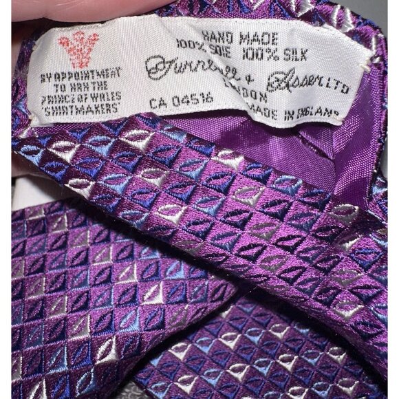 Vintage Turnbull and Asser Hand Made London Silk Purple Pattern Tie - Picture 3 of 7